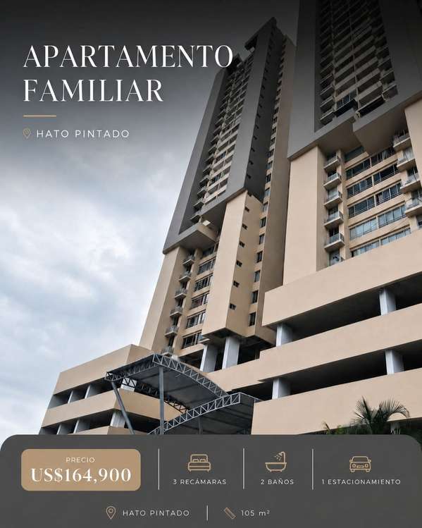 Vendo apartamento en Hato Pintado 3 recámaras, área social.