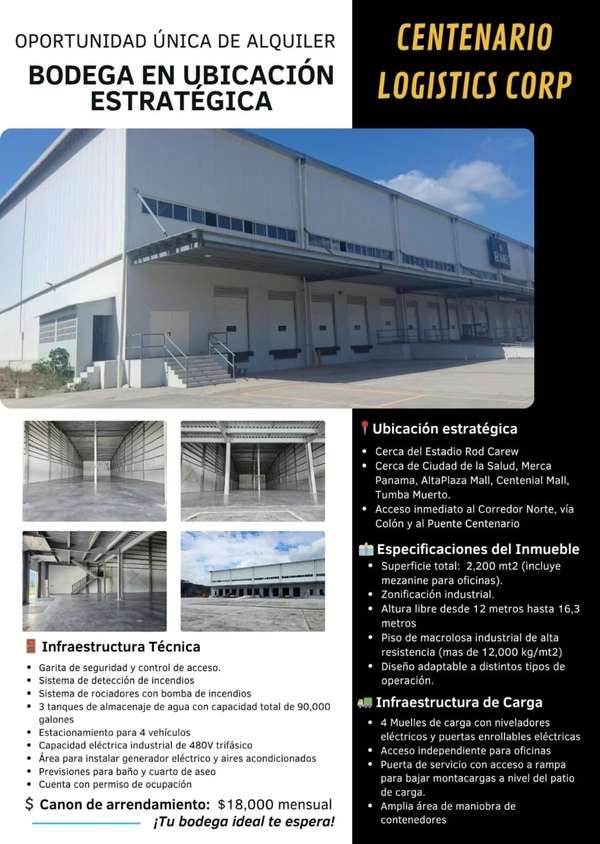 Bodega de 2200 m² Via Puente centenario