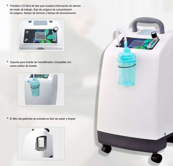 Respicare .... Concentrador de oxígeno de 5 litros - Oxígeno hasta 93% - Silencioso - Con pantalla LCD