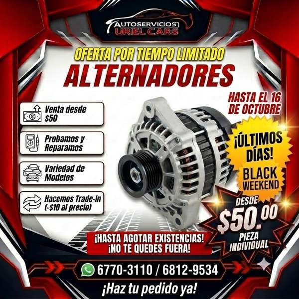 Oferta de alternadores y motores de arranque desde 50$