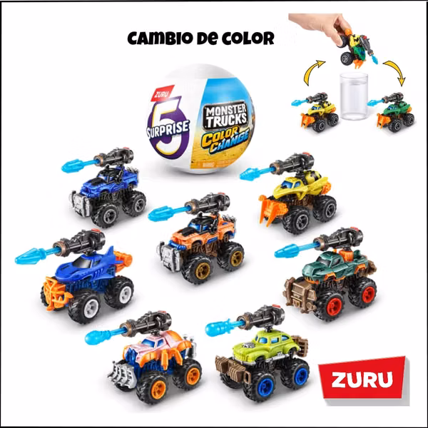 5 Surprise Monster Trucks S3 (Color Change) ZURU.