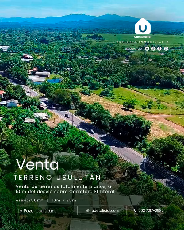 Sale of Lot in La Poza, Litoral Access, near the new Campero Usulutan chicken.