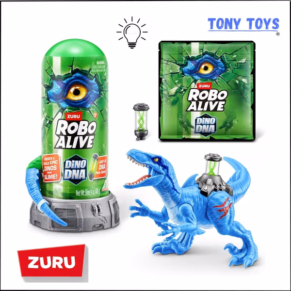 Robo Alive Dino DNA (Velociraptor) Dinosaurio con luz y Slime.