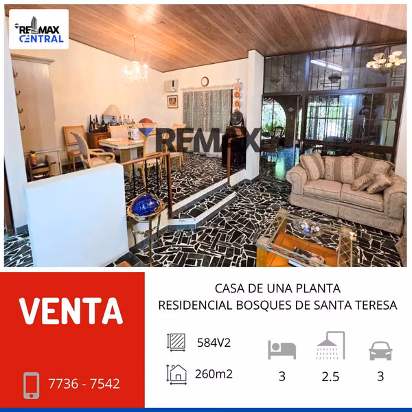CASA DE UNA PLANTA EN VENTA EN RESIDENCIAL BOSQUES DE SANTA TERESA