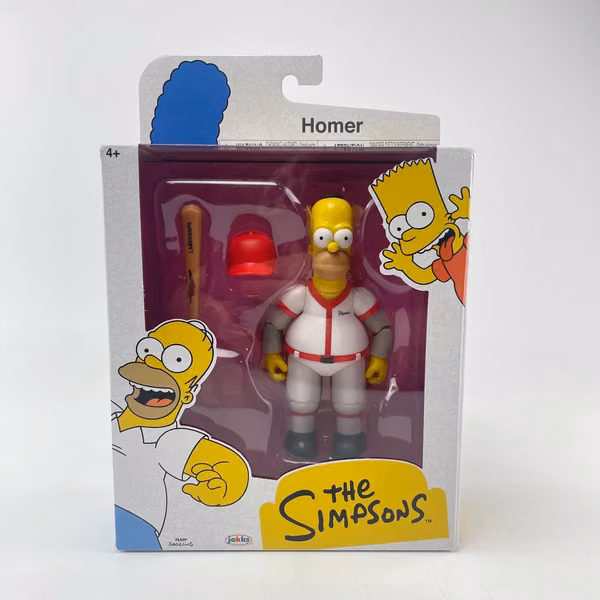 The Simpsons Figura de Béisbol Homero 13cm con Bate y Casco Removible Jakks Pacific.