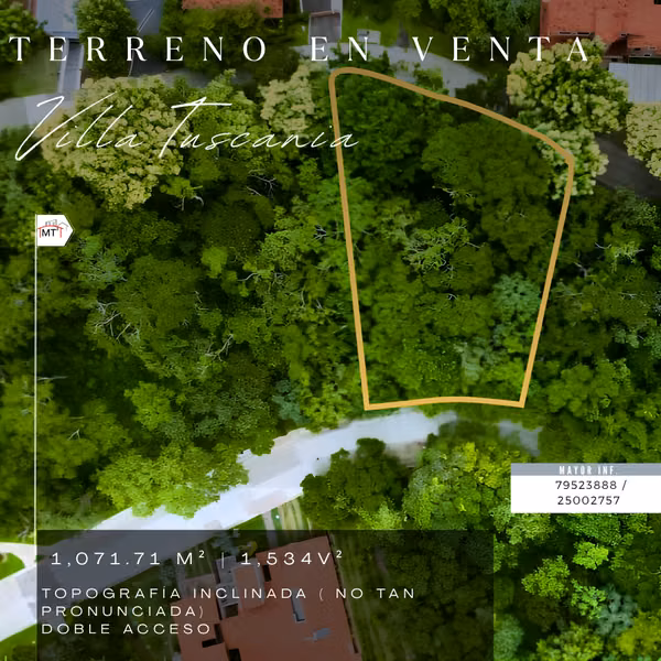 HERMOSO TERRENO EN VENTA EN VILLA TUSCANIA