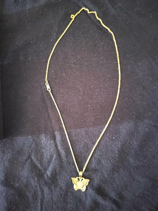 14 k gold. Chain and I said