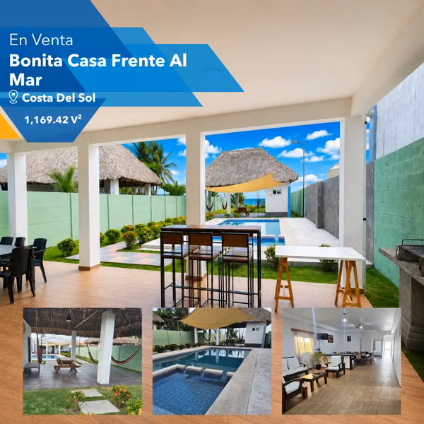 HOUSE FOR SALE IN FRONT OF THE SEA ON THE COAST OF THE SUN, EL SALVADOR
