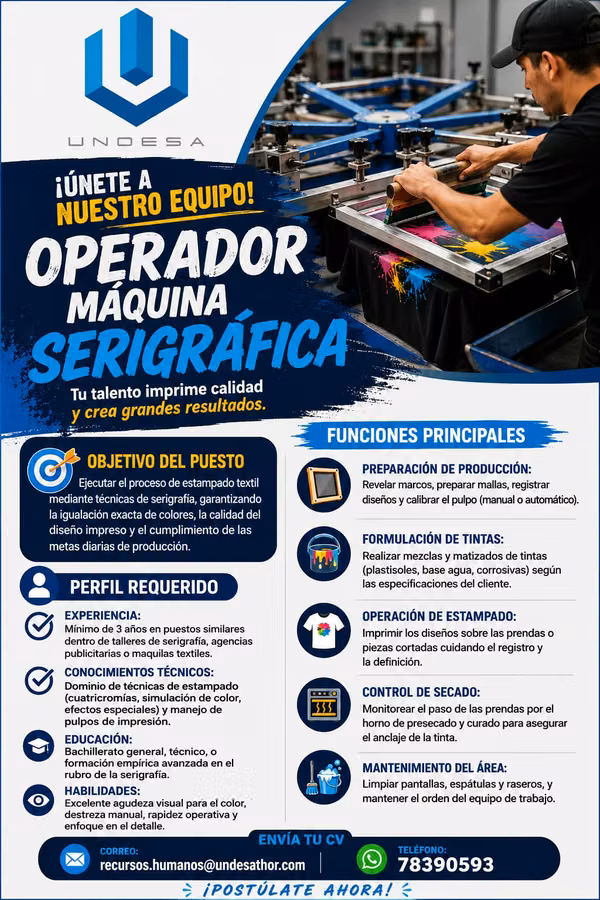 Operador maquina serigráfica