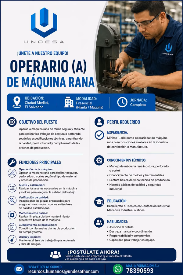 Operario(a) de Máquina Rana