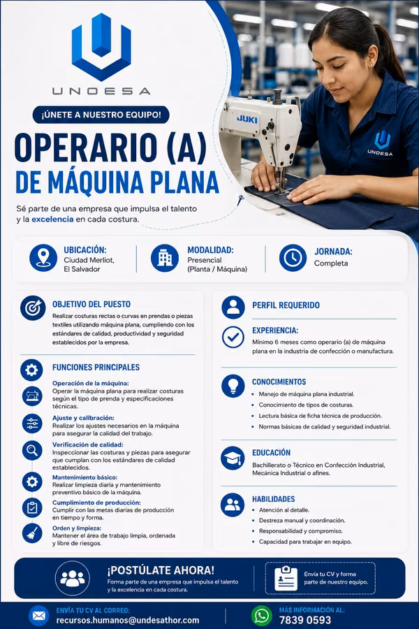 Operario(a) de Máquina Plana