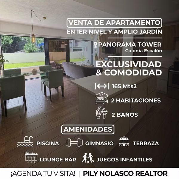 Apartamento con JARDÍN en Venta | Panorama Tower, Colonia Escalón | 165 m²