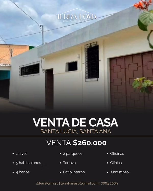  House for Sale – Santa Lucía, Santa Ana