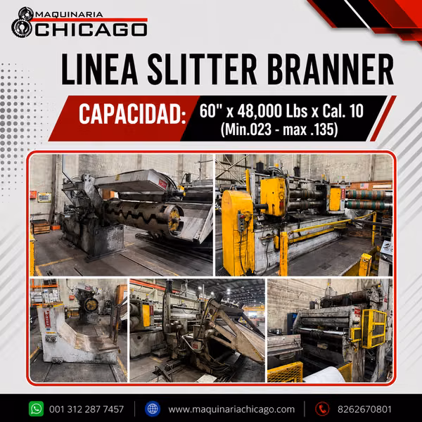 LINEA SLITTER BRANNER 60" x 48,000 Lbs x Cal. 10 (Min .023 - max .135)
