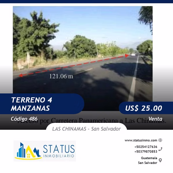 Land for sale in Ahuachapán, road to the Chinamas