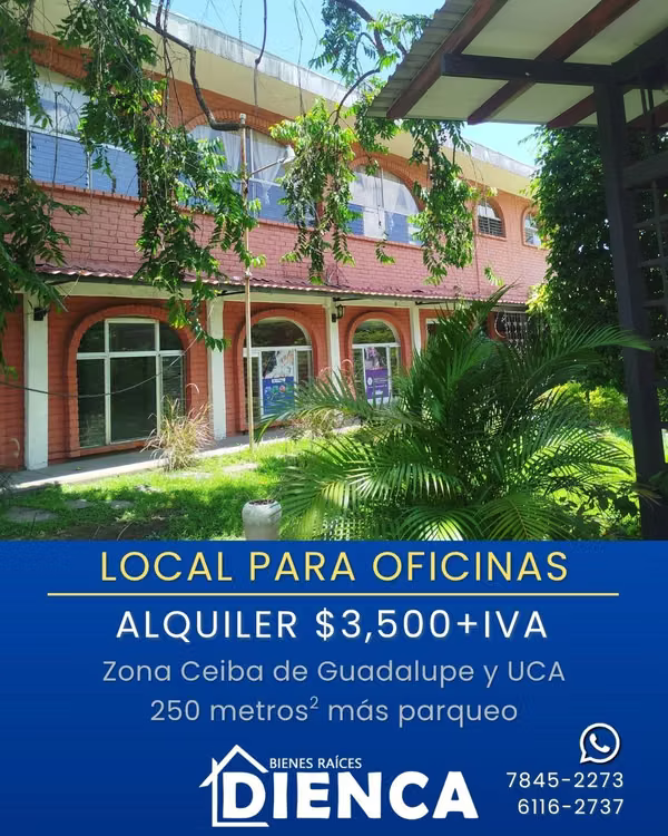 LOCAL PARA OFICINA CERCA DE UCA, CEIBA DE GUADALUPE, ANTIGUO CUSCATLAN, LOS PROCERES, CON PARQUEO