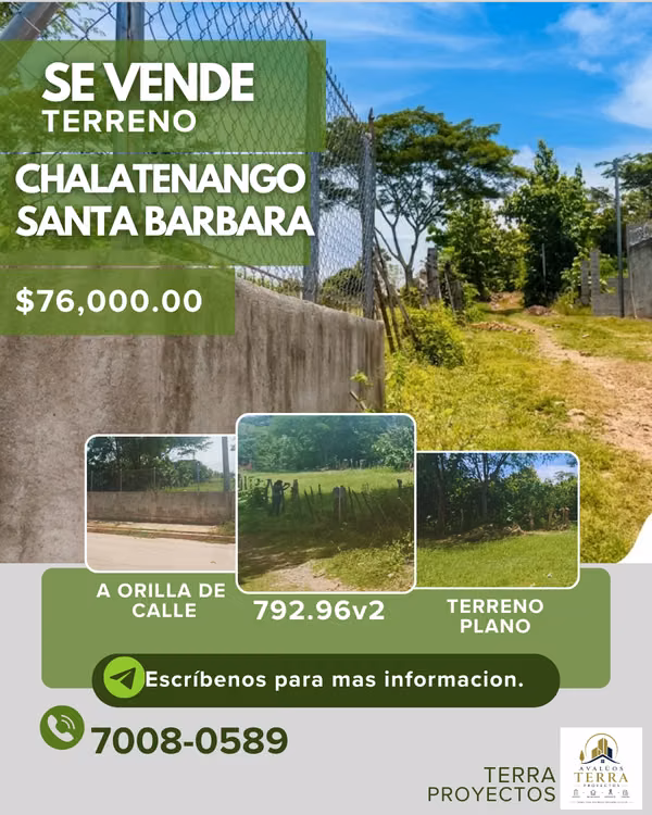 VENTA DE TERRENO PLANO EN CHALATENANGO