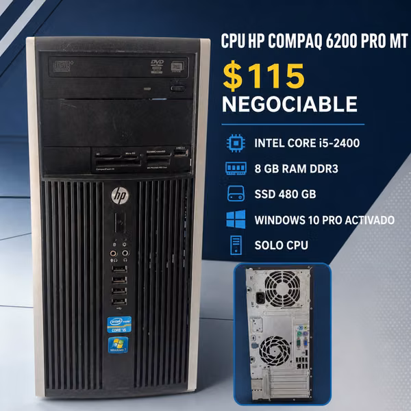 CPU HP Compaq 6200 Pro MT i5, 8 GB RAM, SSD 480 GB