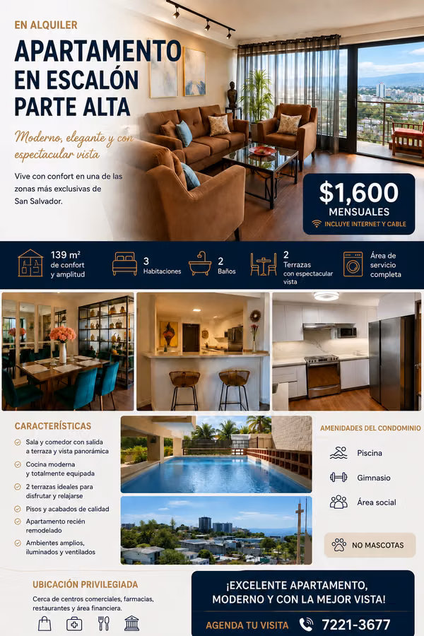 Rental Apartment in Escalón, part Alta