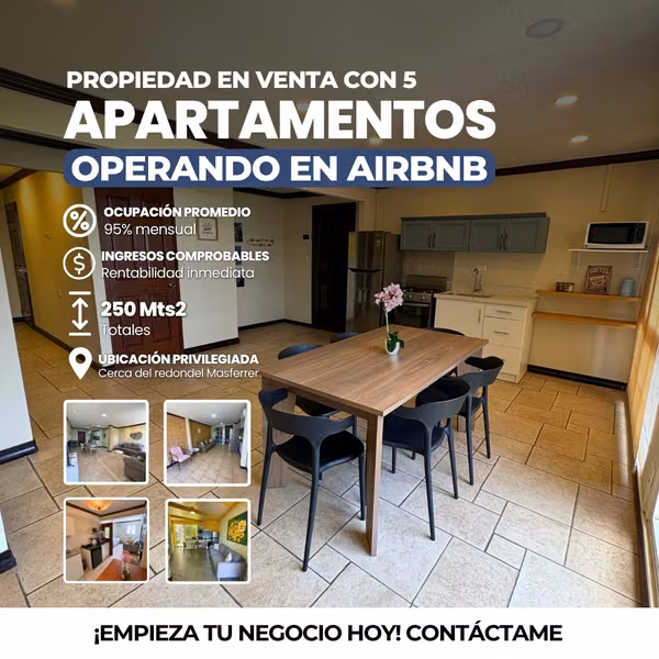 Airbnb operando con 5 apartamentos full amueblados en venta Colonia Campestre zona Redondel Masferrer