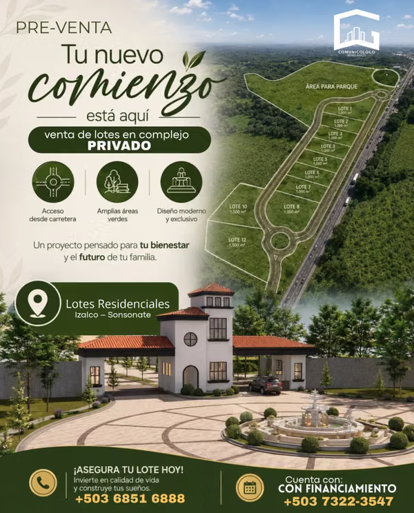 Terrenos Residenciales en Pre Venta en Izalco Sonsonate con Financiamiento 