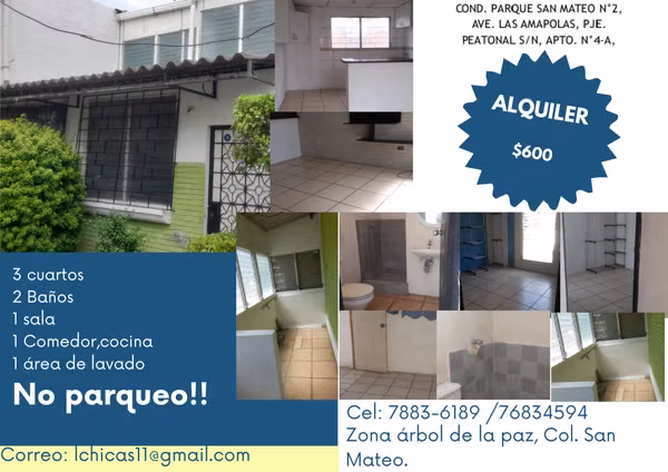 Alquiler apto condominio san mateo , av las amapolas 
