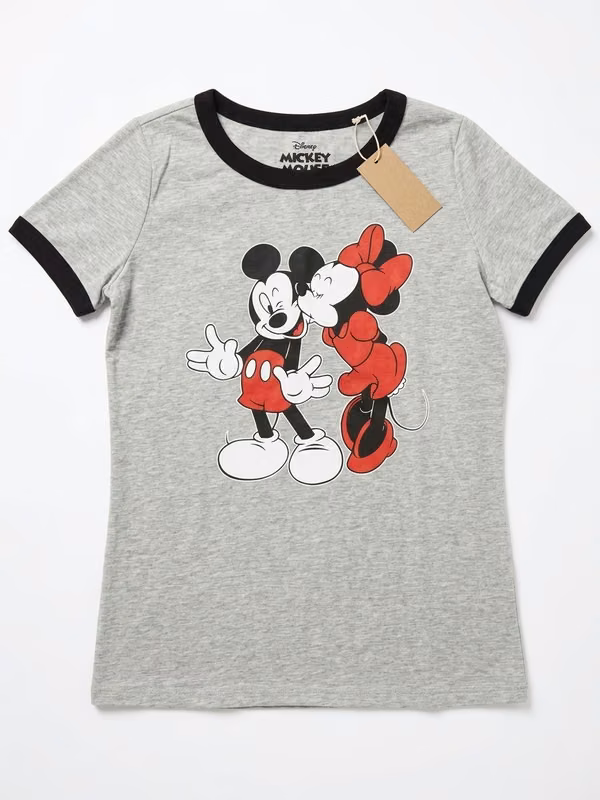 Camiseta gris de Mickey y Minnie Mouse