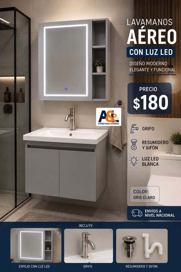 Modern floating washers and cabinet with LED mirror!!
