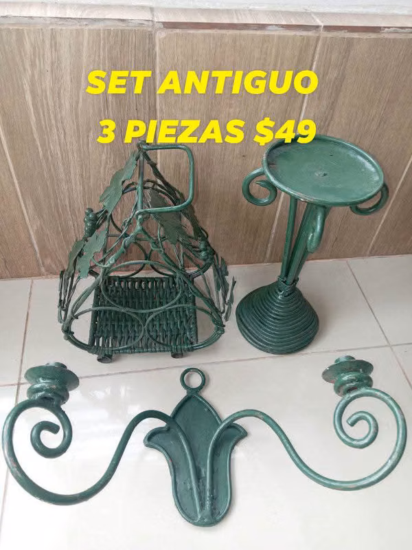 Crystal set and set of forged metal ornaments