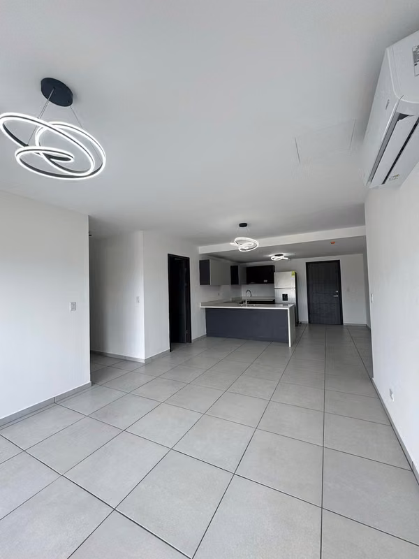 It has 129.86 m2 living room, dining room and kitchen (with