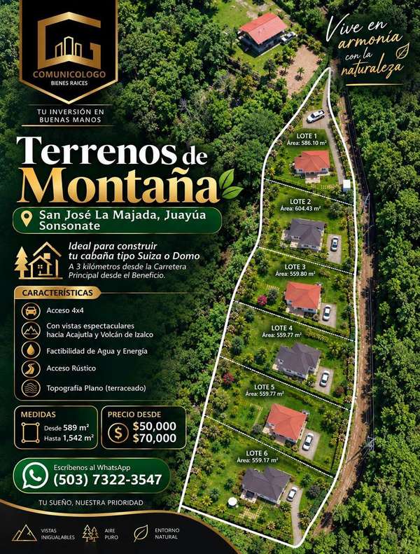 Mountain lands in the Majada Juayua Sonsonate Different Measures