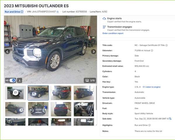 MITSUBISHI OUTLANDER ES 2023 3 FILAS