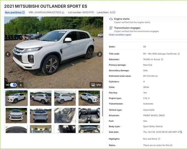 MITSUBISHI OUTLANDER SPORT ES 2021