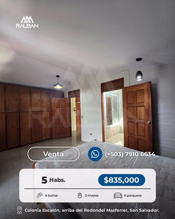 House for Accommodation: Hotel, Hostal or Aribnb. 5 rooms with bathroom. Colonia Escalón, San Salva