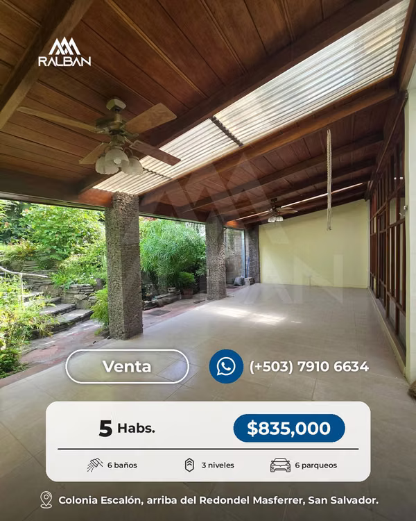 House for Accommodation: Hotel, Hostal or Aribnb. 5 rooms with bathroom. Colonia Escalón, San Salva