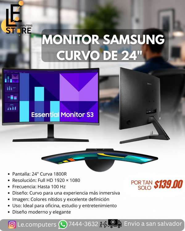 MONITOR SAMSUNG CURVO DE 24 PULGADAS CURVO 100hz