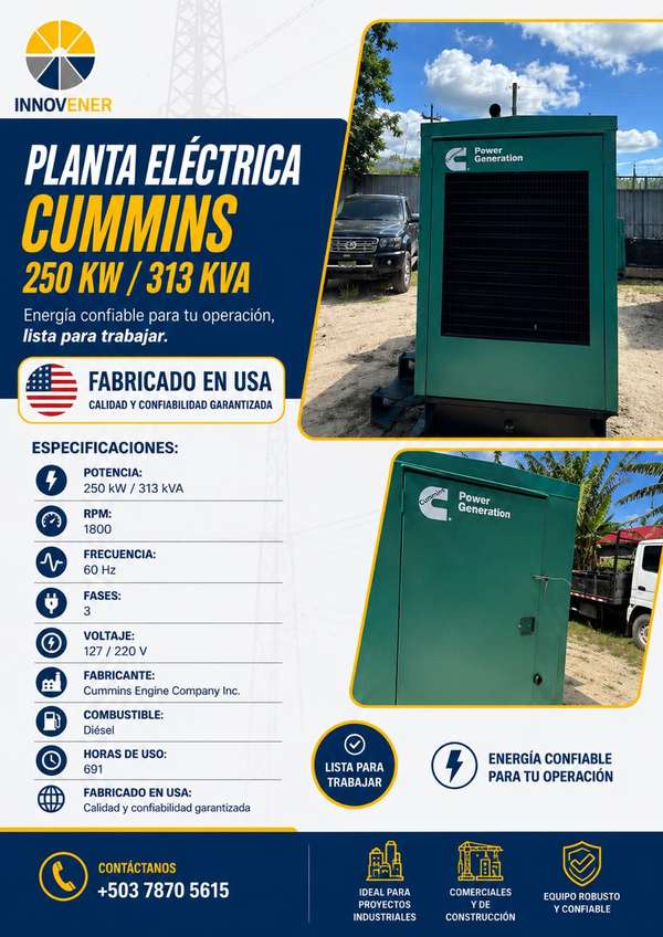  Planta Eléctrica Cummins 250 kW / 313 kVA