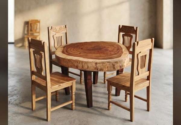 Muebles de Madera Rústicos NUEVOS - Mesas de Rodaja y Sillas (Se vende por unidad o juego)