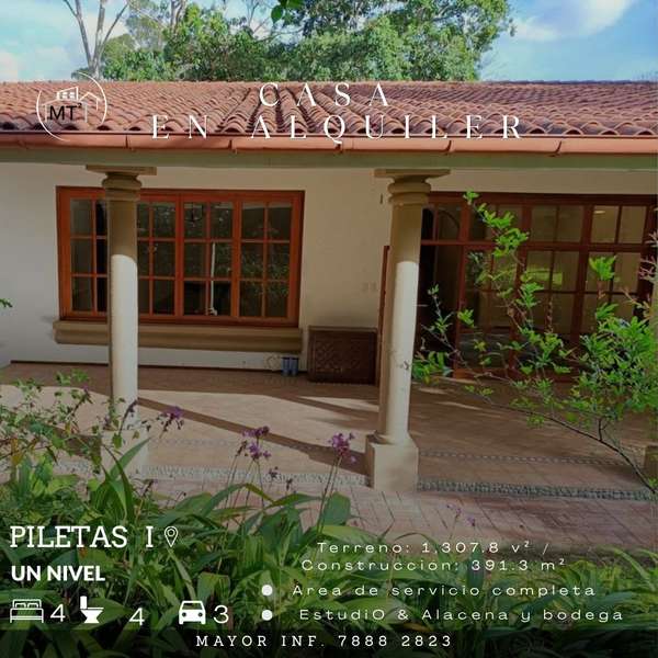 HERMOSA CASA EN ALQUILER EN LAS PILETAS