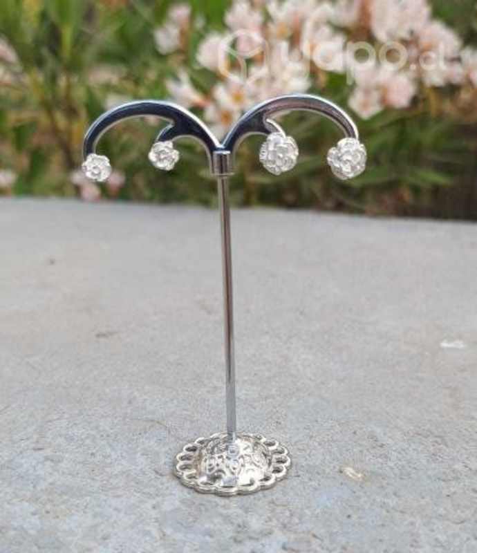 Aros Plata 925 con pasador, piedras naturales Santiago