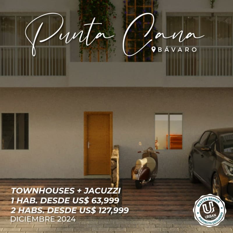 Townhouses con Jacuzzi incluido desde US$63,999 en Punta Cana