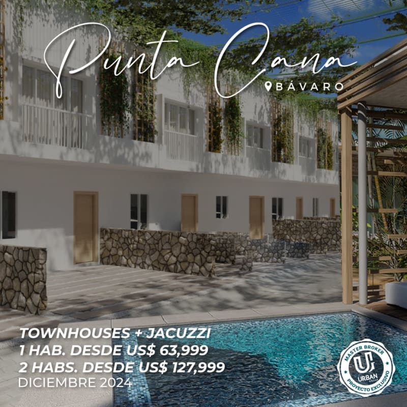 Townhouses con Jacuzzi incluido desde US$63,999 en Punta Cana
