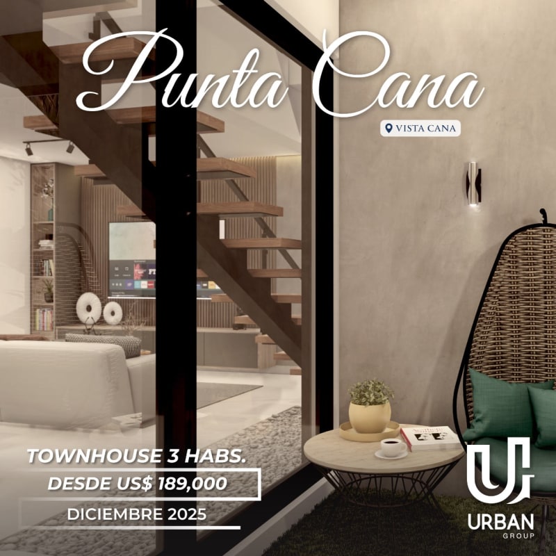 Townhouses de 3 Habitaciones en Vistacana Punta Cana US$189,000