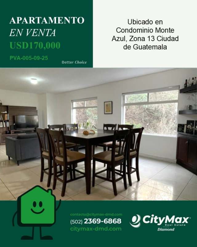 Apartamento en Venta en Zona 13 Monte Azul Guatemala | 3 Recamaras por 170000.00 en Zona 13