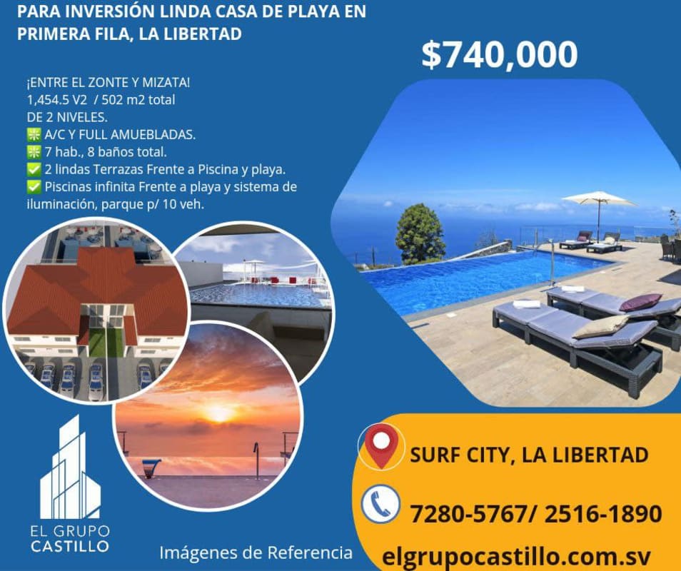 Para InversiÓn Linda Casa De Playa En Primera Fila La Libertad 7 Recamaras Por 74000000 En 0271