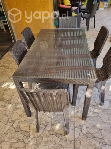 Mesa de terraza con vidrio + 8 sillas + 6 pisos+ m - Imagen 3