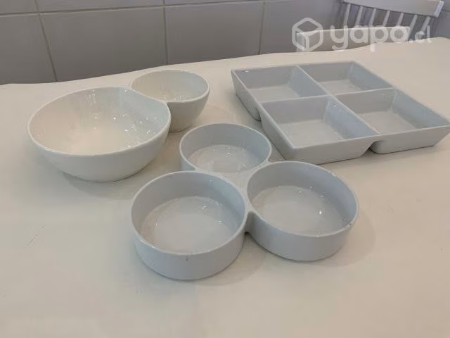 3 fuentes/ set para cocktail Cerámica Impecables