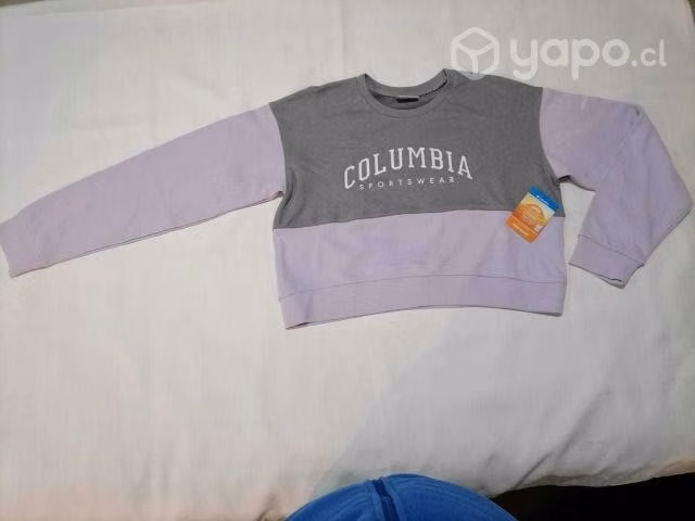 Poleron columbia dama talla m (gris y morado)