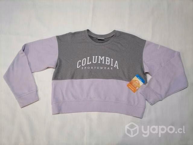 Poleron columbia dama talla m (gris y morado)