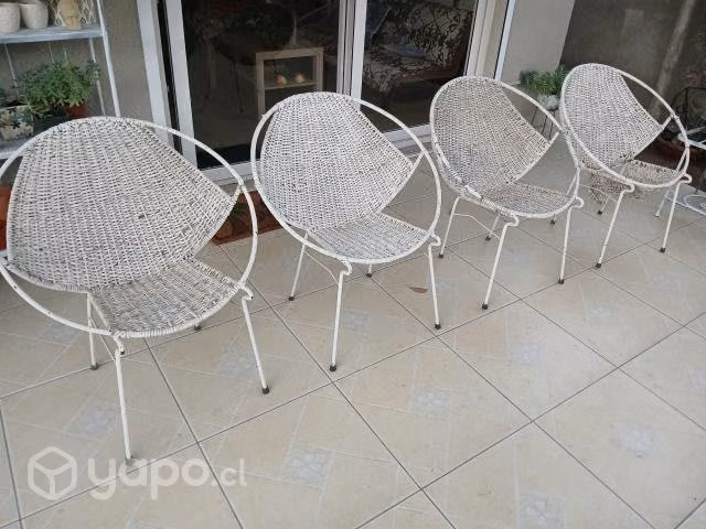 4 Sillas Nido de Fierro y Mimbre